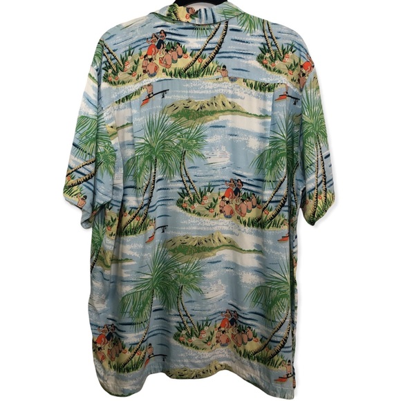 Vintage Cherokee Waikiki Hawaiian Camp Shirt 100% Rayon Large Hula Beach Scene - Picture 2 of 6